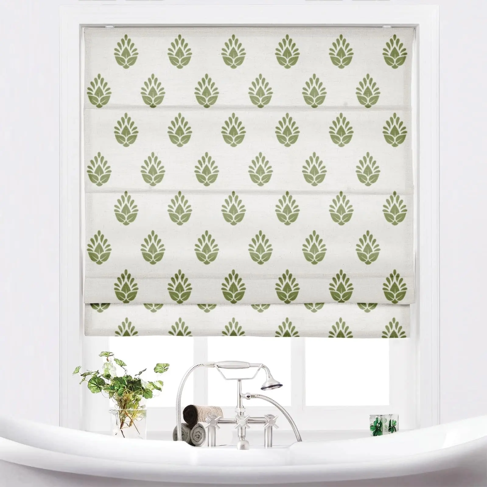 Stefana Silber Printed Cordless Roman Shade Plus Size - Image 22