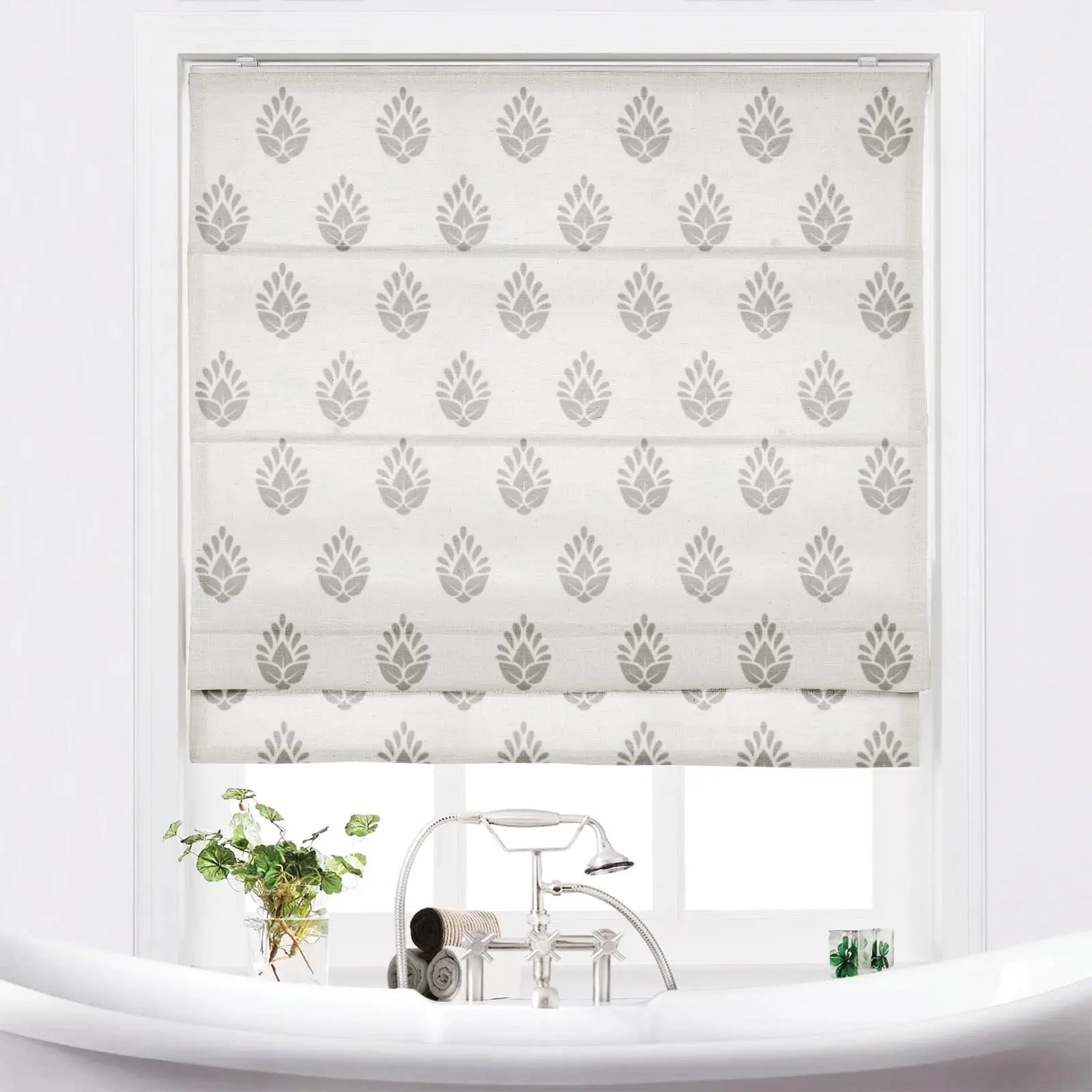 Stefana Silber Printed Cordless Roman Shade Plus Size - Image 23