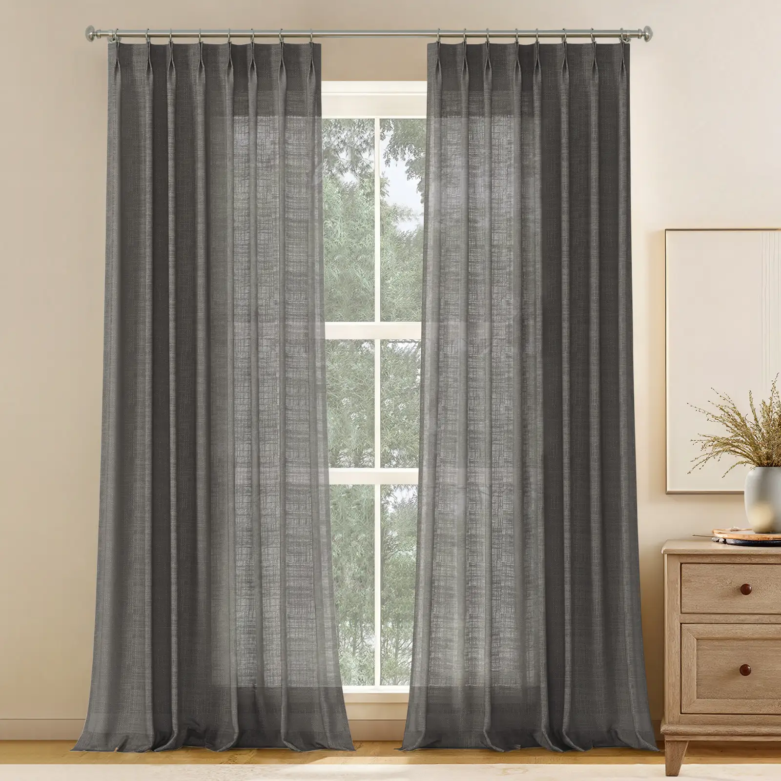 Stella Open Weave Semi Sheer Curtain Pleated - Image 15