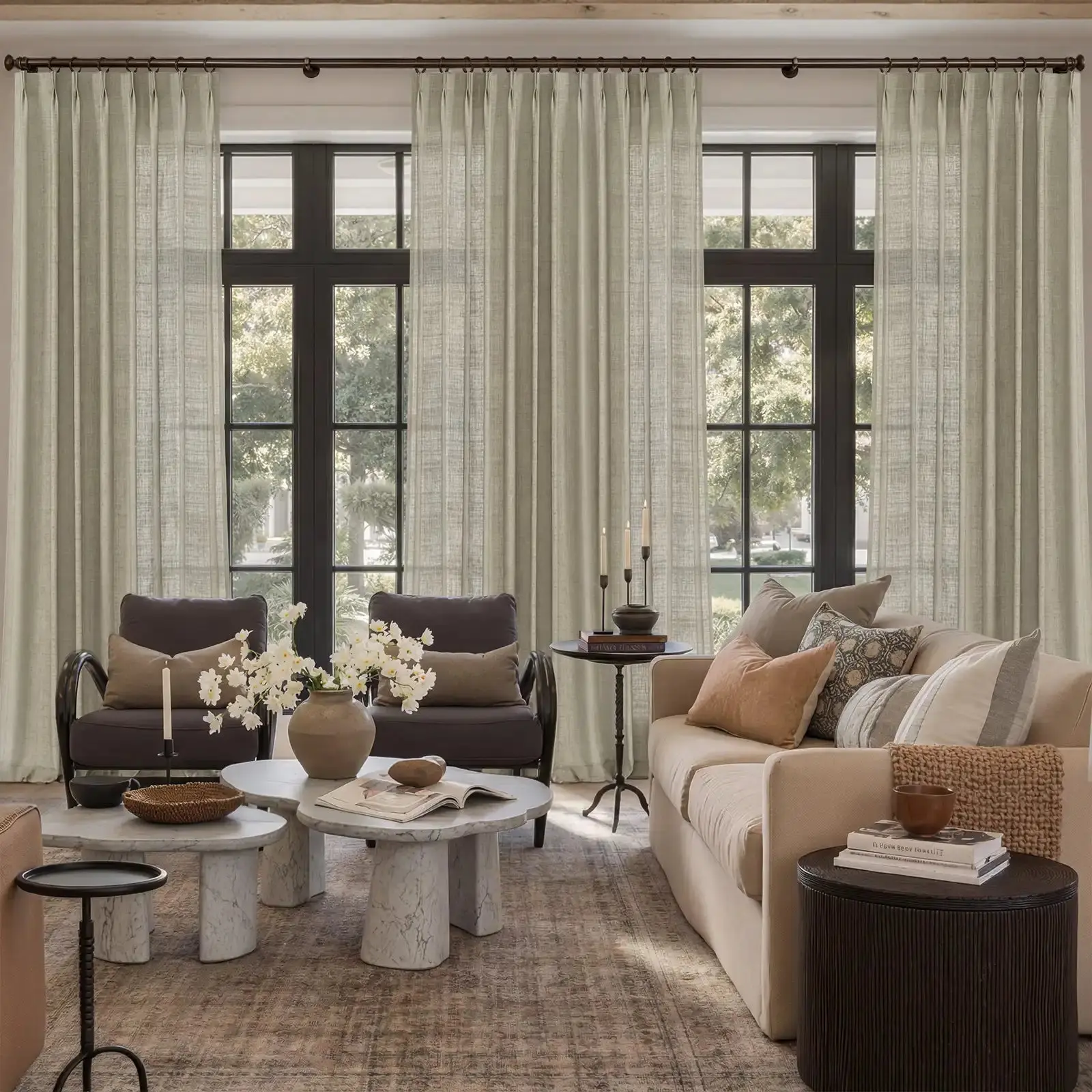 Stella Open Weave Semi Sheer Curtain Pleated - Image 32