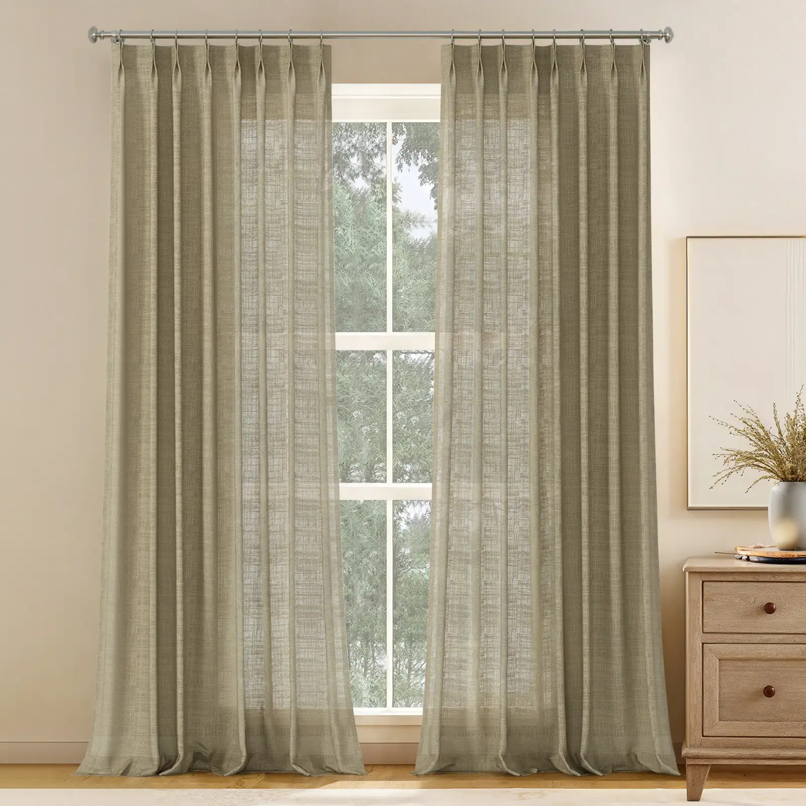 Stella Open Weave Semi Sheer Curtain Pleated - Image 36