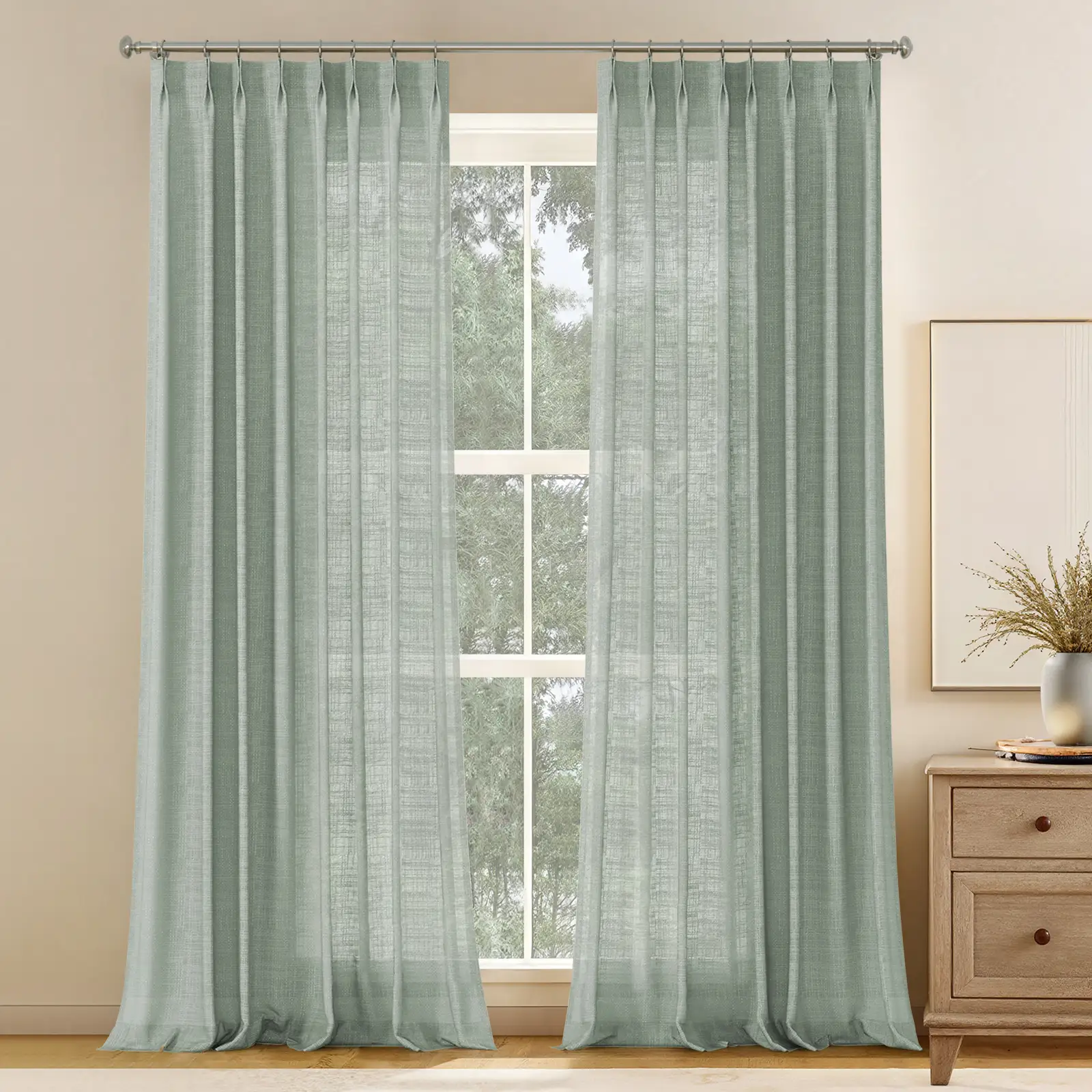 Stella Open Weave Semi Sheer Curtain Pleated - Image 44