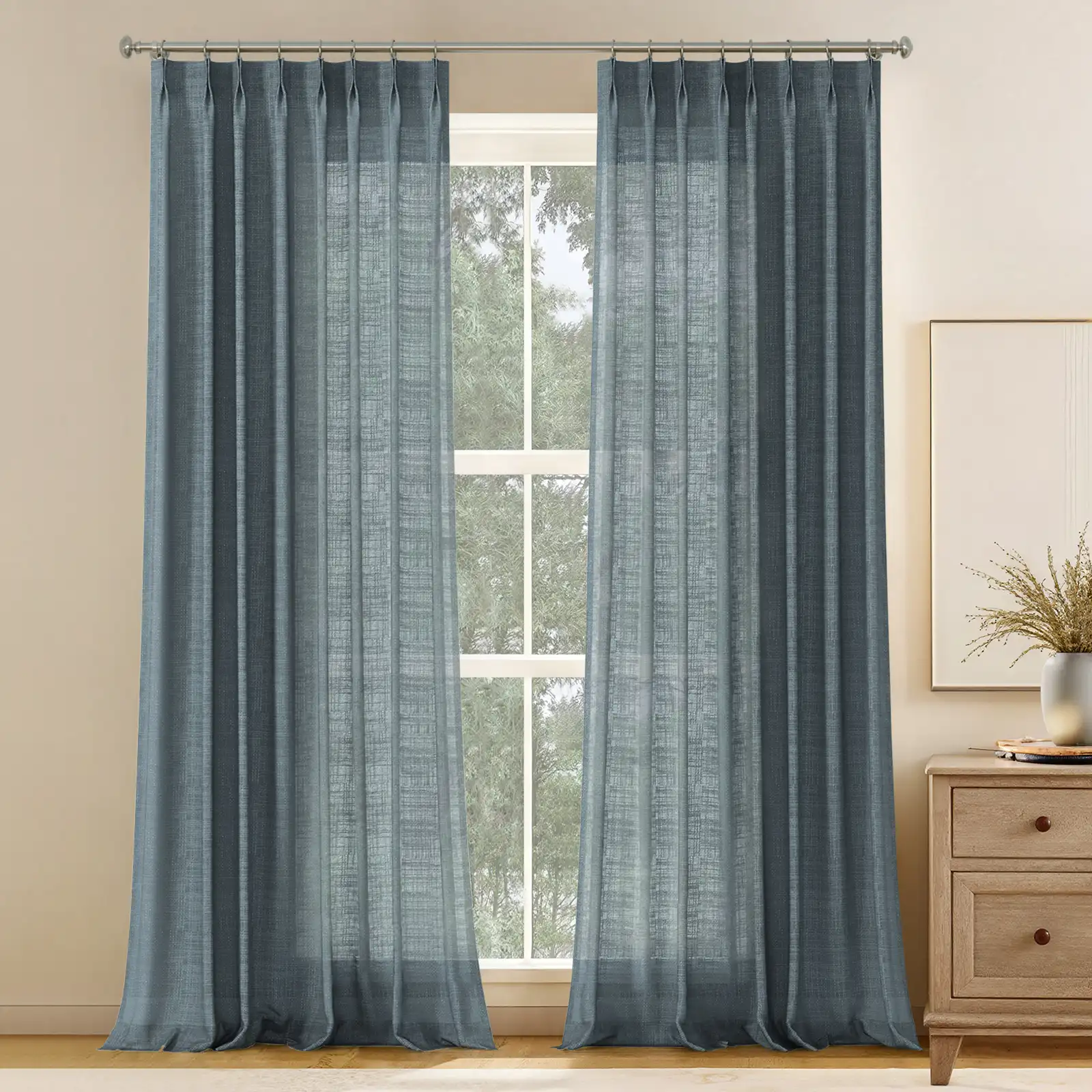 Stella Open Weave Semi Sheer Curtain Pleated - Image 48