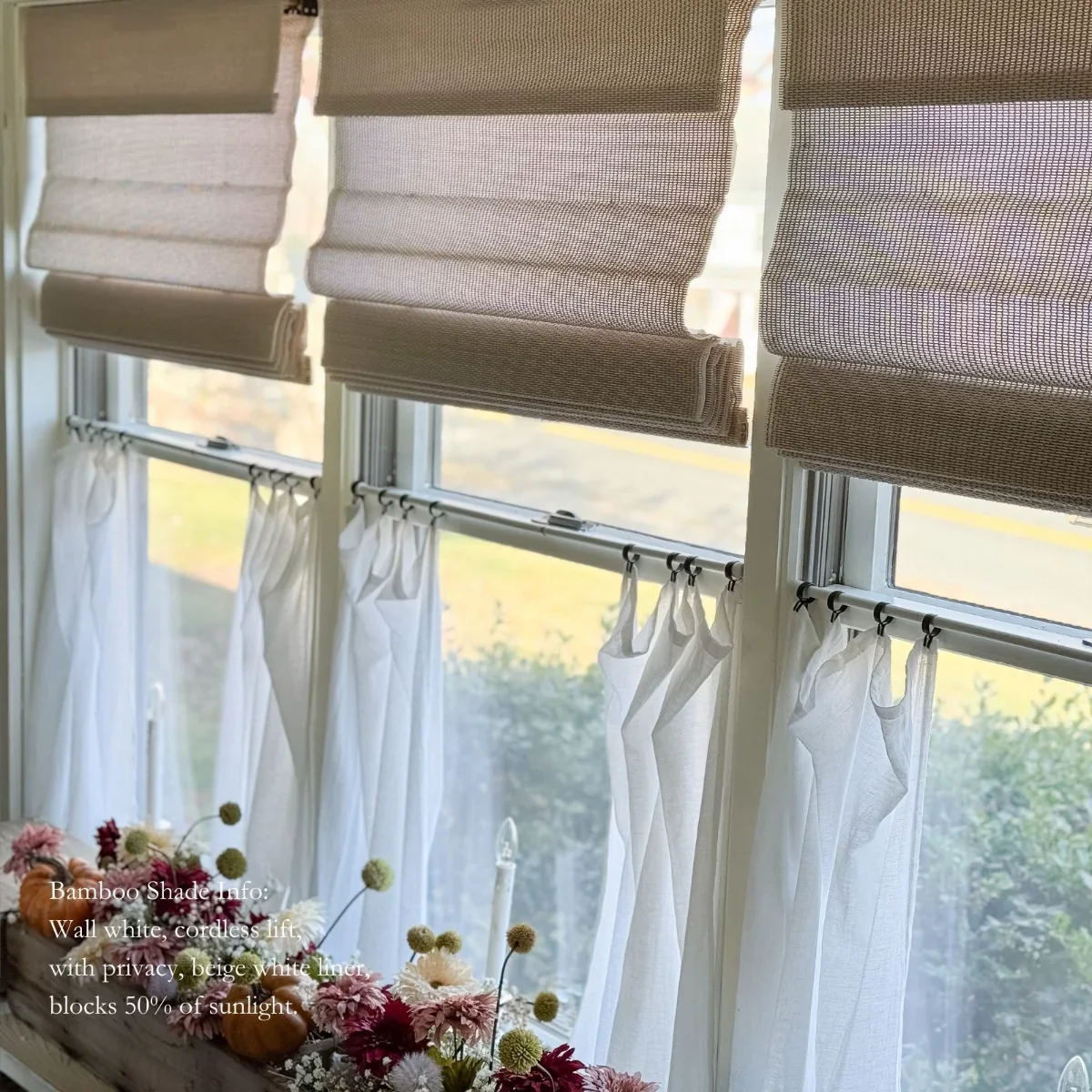 Sybil Bamboo Roman Shade - Wall White - Image 4
