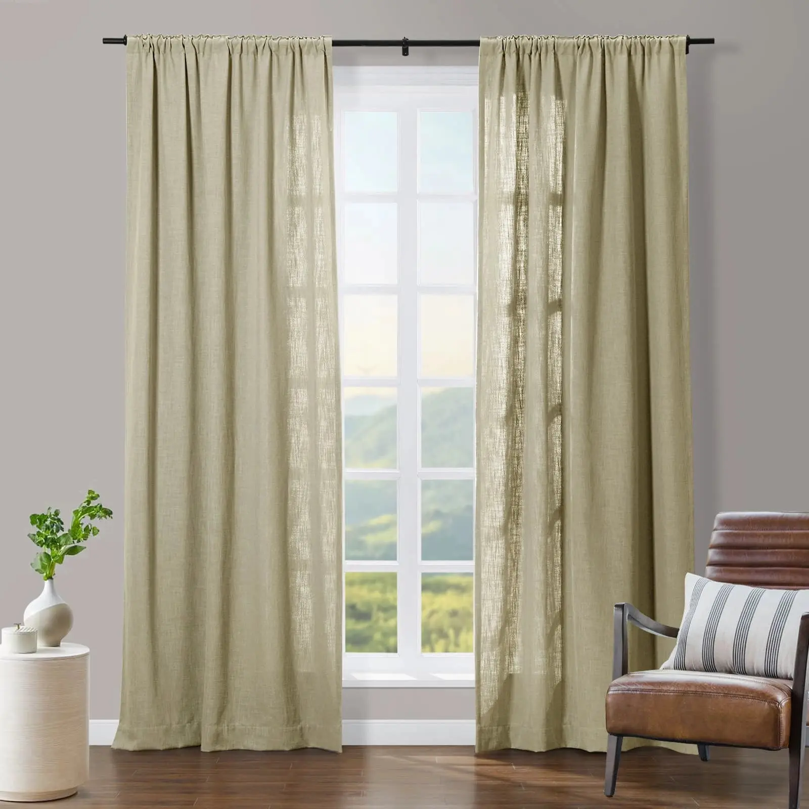 Tia Linen Curtain Drapery Soft Top - Image 5