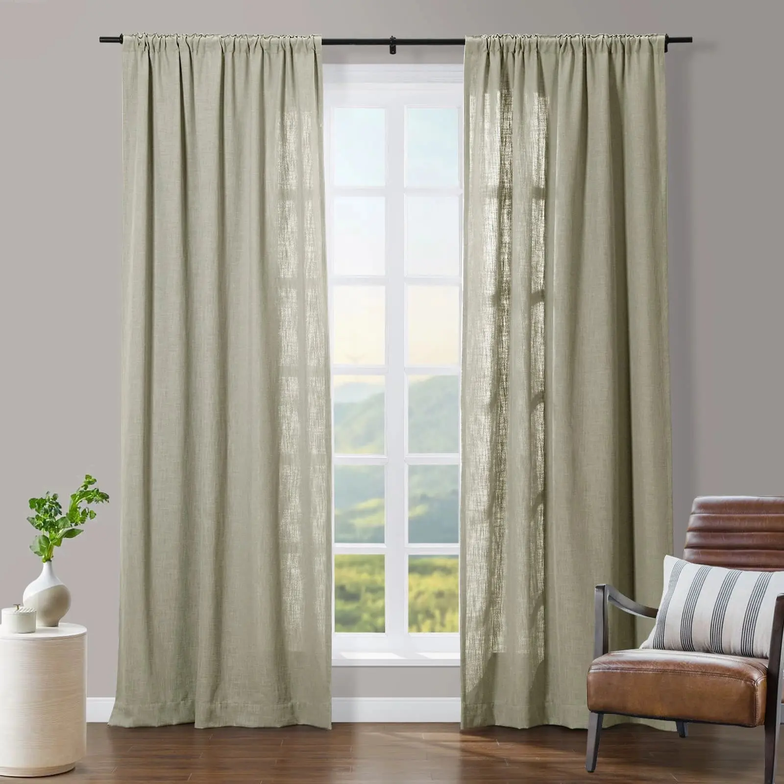 Tia Linen Curtain Drapery Soft Top - Image 6