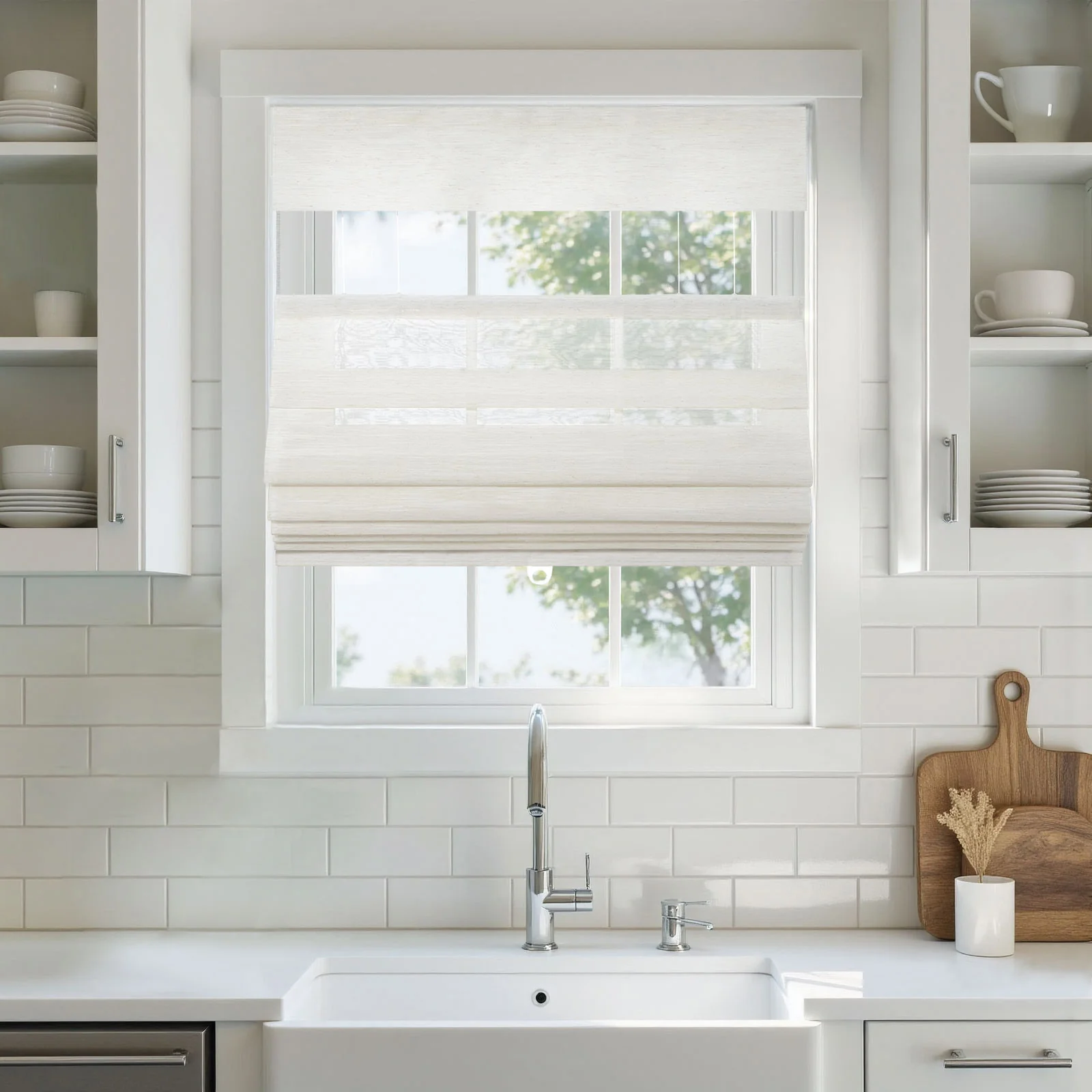 Top Down Bottom Up Soft Fold Sheer Roman Shades Cordless
