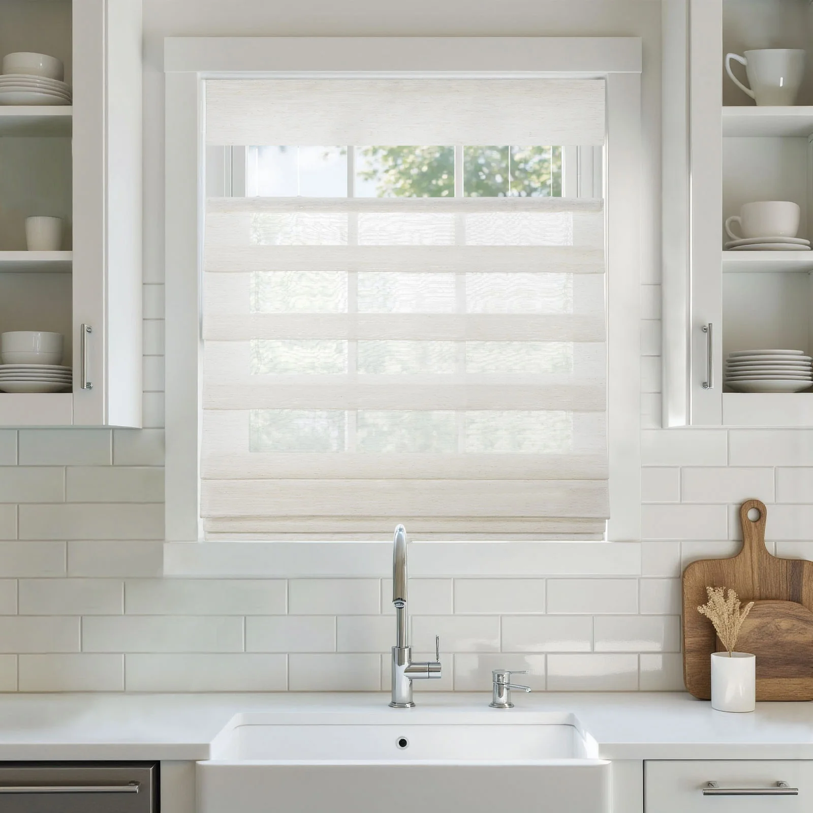 Top Down Bottom Up Soft Fold Sheer Roman Shades Cordless - Image 2