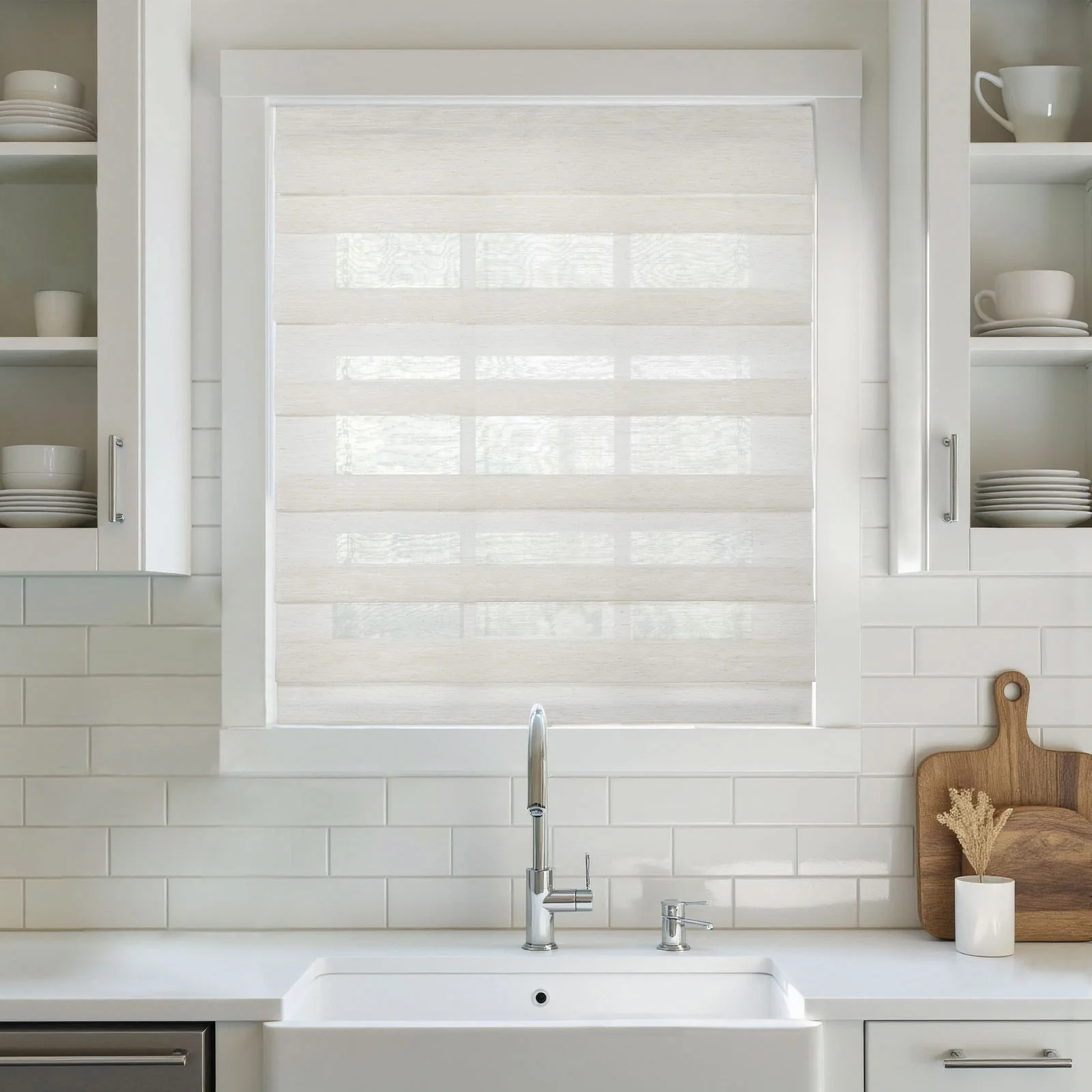 Top Down Bottom Up Soft Fold Sheer Roman Shades Cordless - Image 7