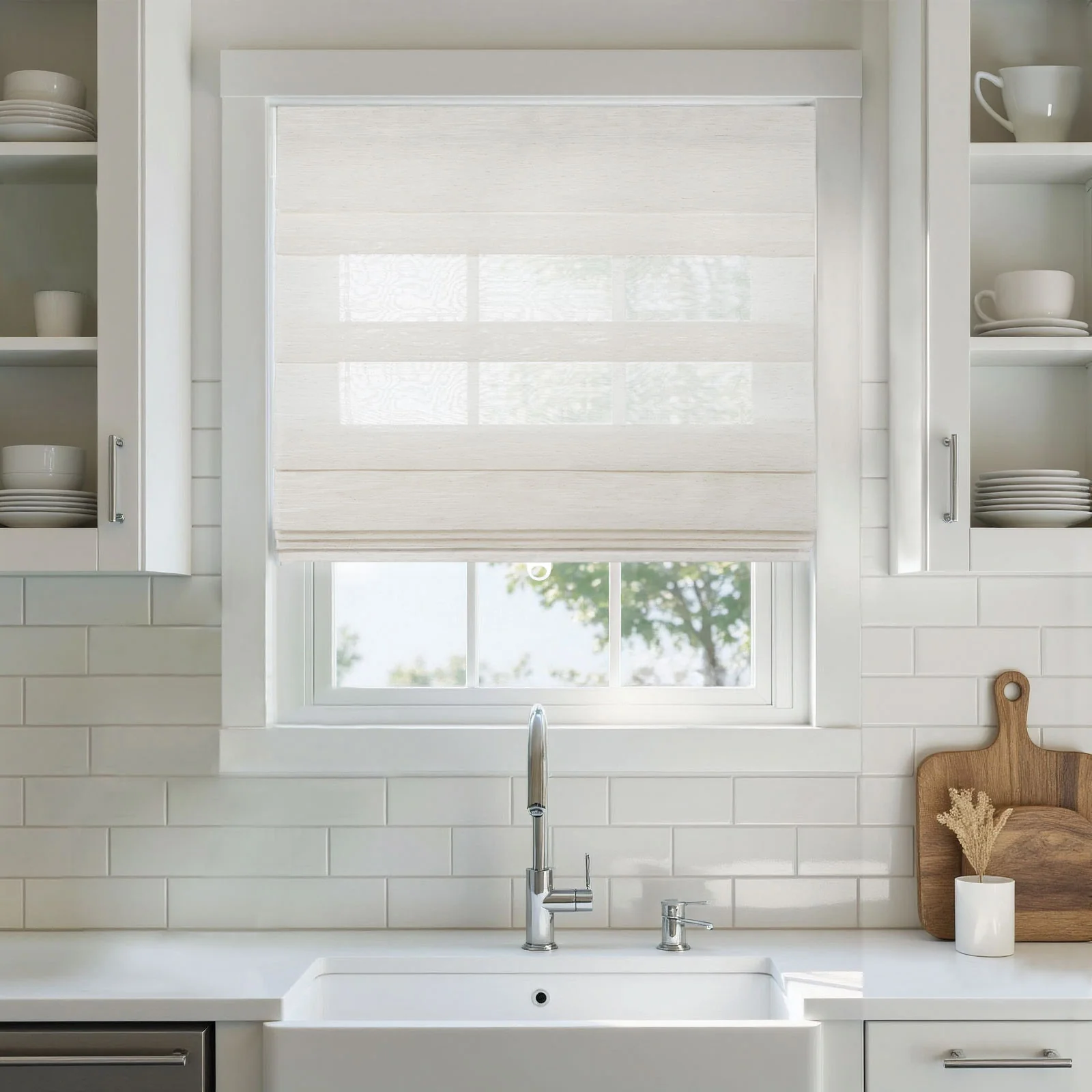 Top Down Bottom Up Soft Fold Sheer Roman Shades Cordless - Image 9