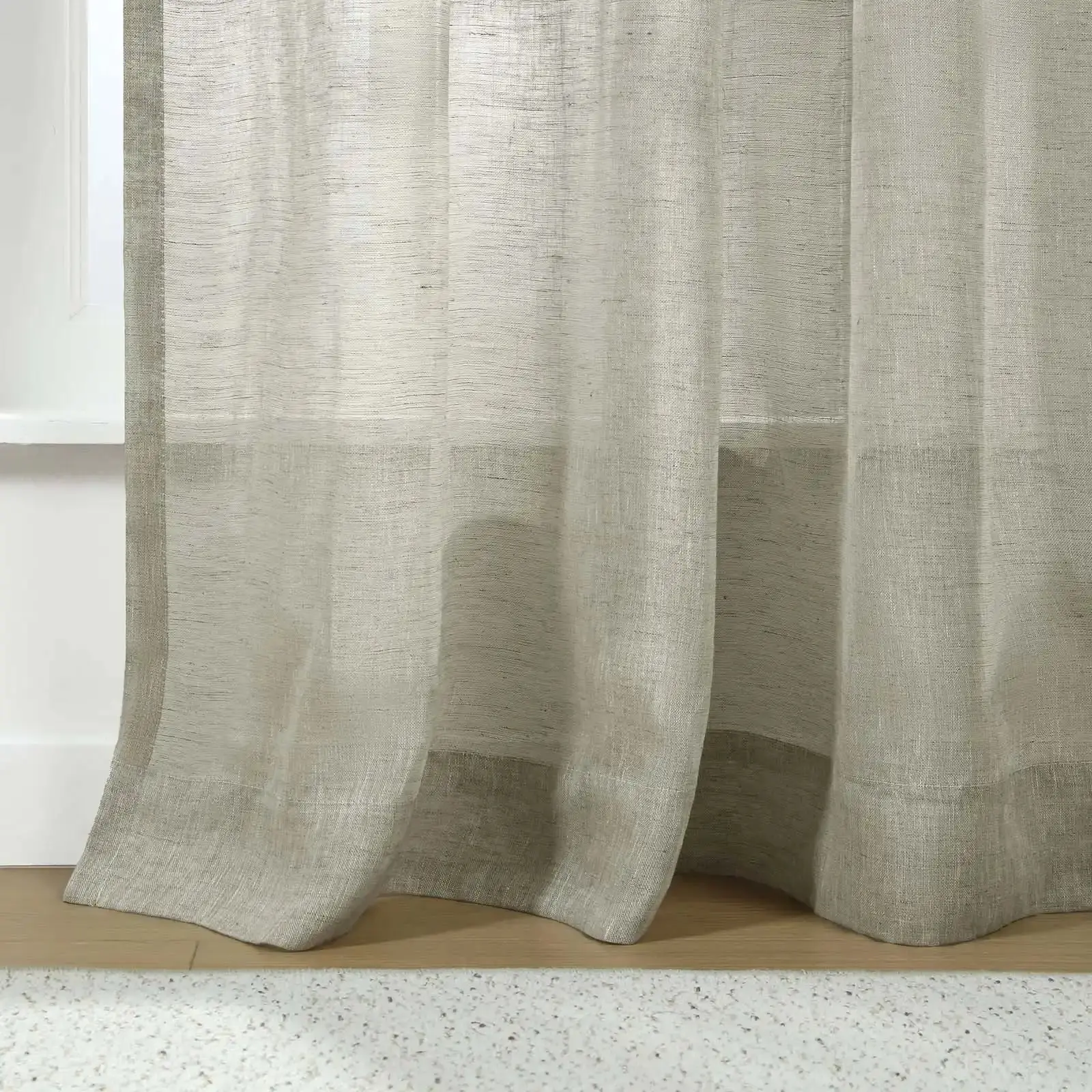 TWOPAGES Joy 100% European Flax Linen Sheer Curtain Soft Top - Image 11
